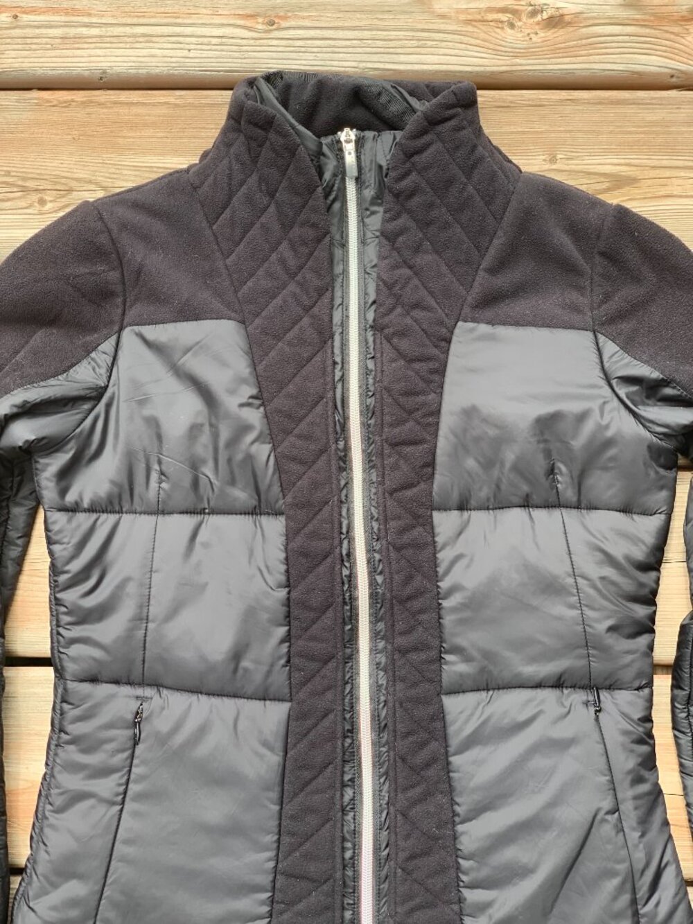 Lululemon St Moritz Puffer Jacket Women's 6 Black Quilted Fleece Full Zip Coat - Picture 2 of 13